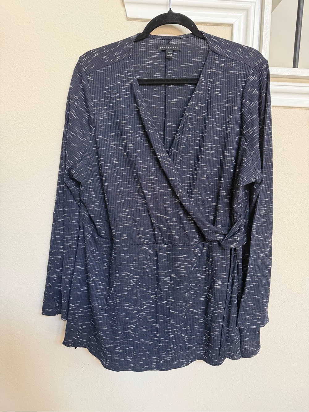 Lane Bryant Navy Wrap Tunic with Subtle White Fleck